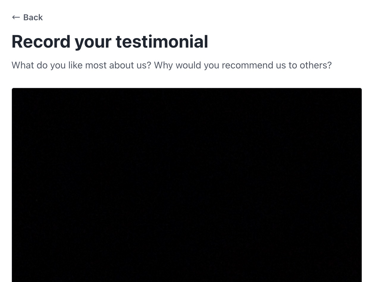 A screenshot of a form used for collecting testimonials from customers